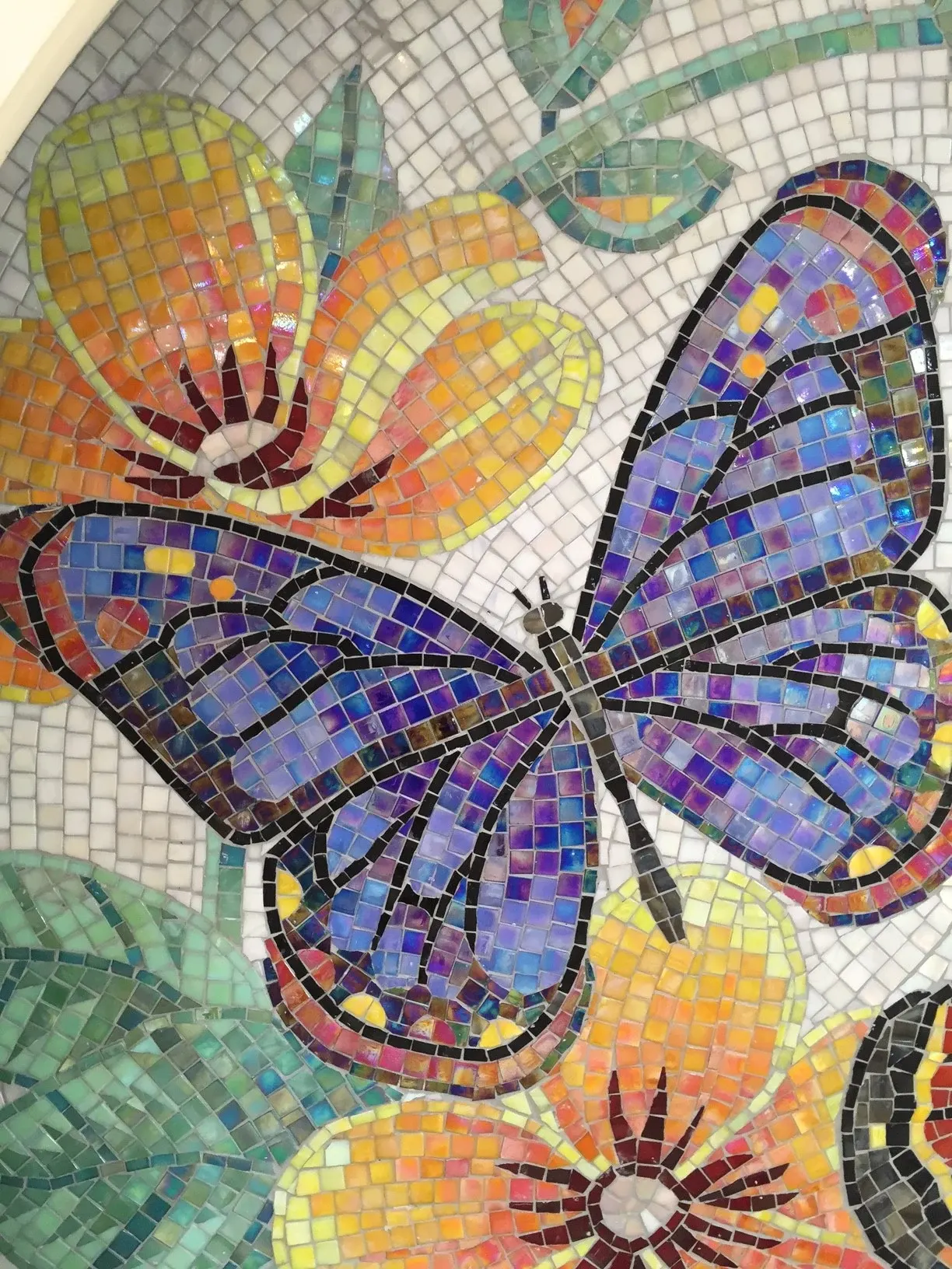 50 inch circular butterfly mosaic for a children's bedroom in Kolkata