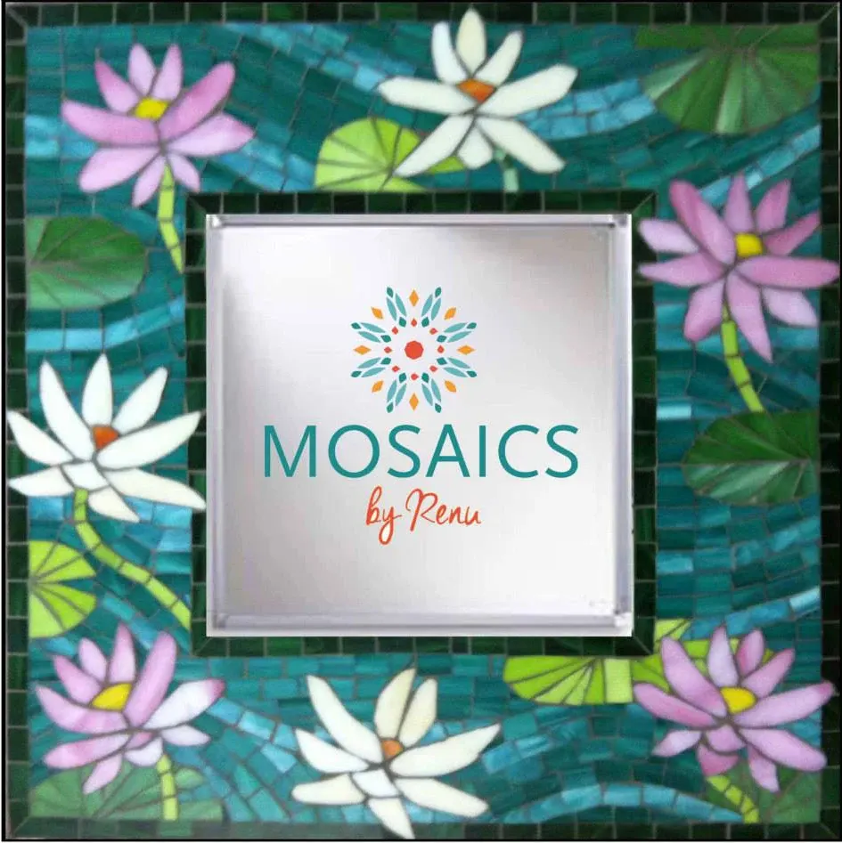 Mosaic mirror with a floral border