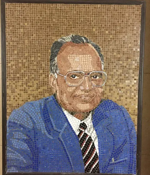 24 by 36 inch mosaic portrait of a family patriarch in 10mm tiles
