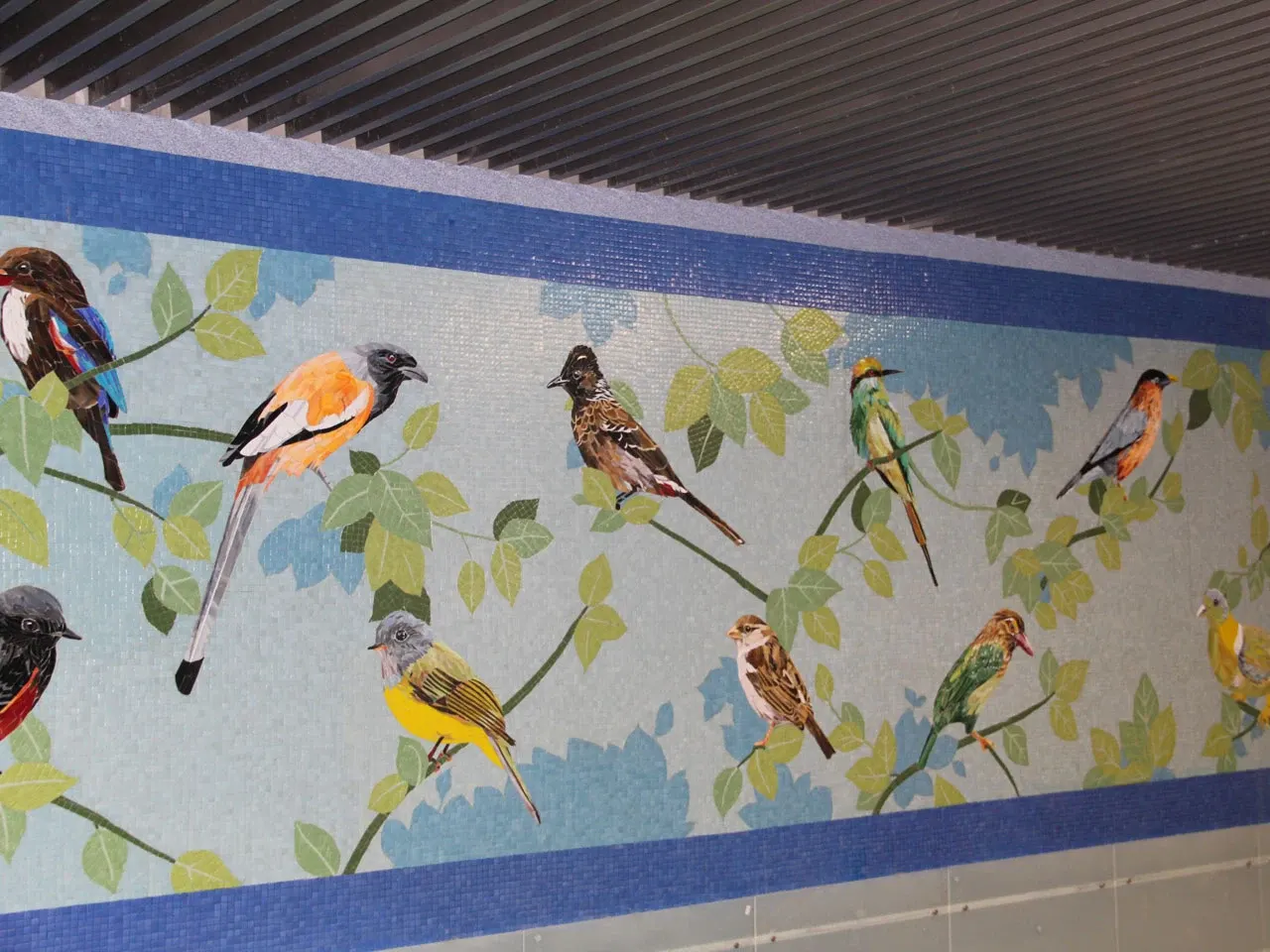 Munirka metro station mosaic wall mural, Delhi Metro Rail Corporation